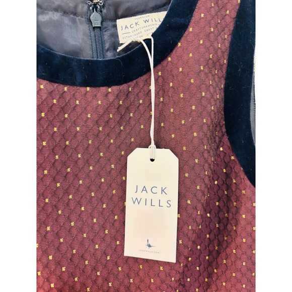 Jack Wills Tockwith Jacquard Shift Dress Damson‎ UK8 US4 Burgundy Gold Party nwt - Picture 2 of 7